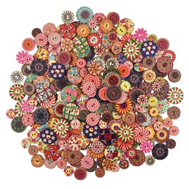 Pack of 100 Retro Buttons, 20 mm Colourful Resin Craft Buttons, Mixed Multicoloured Round Children's Buttons, Doll Buttons with 2 Holes for Crafts, Sewing, Crafts, Painting, DIY Crafts, Decoration