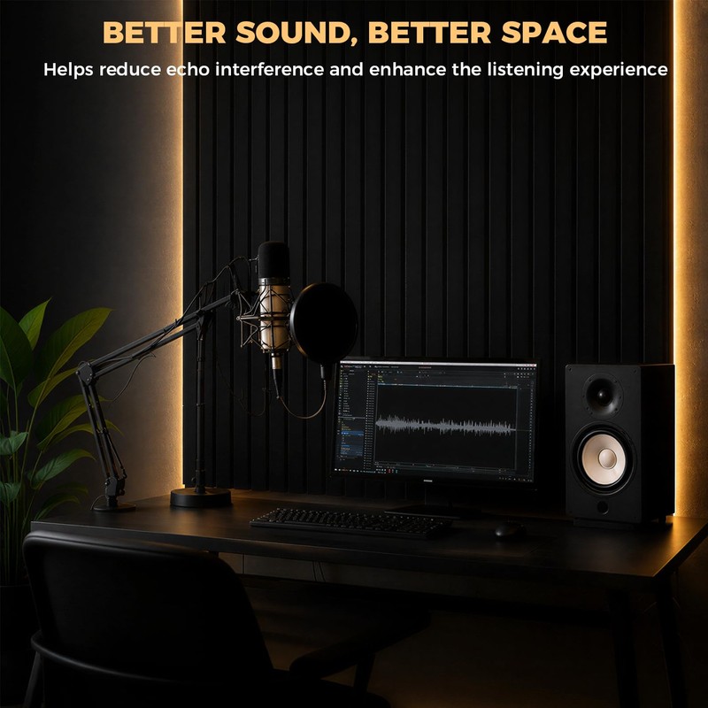6 PCS Acoustic Panels,48''X24''X1'' Soundproof Foam Wall Panels,High Density Fireproof