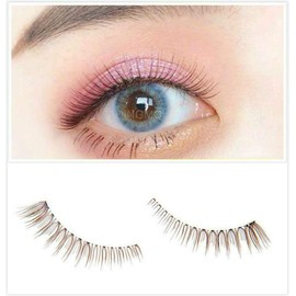 Dorisue Natural false eyelashes Brown Eyelashes 3D Light Color False Eyelashes Short Handmade lashes wispies Natural False Eyelashes Eye Makeup Fake Eyelashes 5 Pairs eyelashes pack