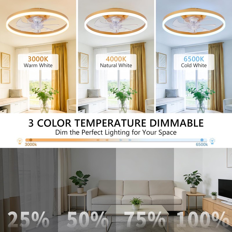 ORITHAM 20" Low Profile Ceiling Fans with Lights and Remote