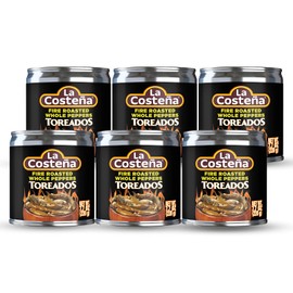 La Costeña Toreados Serranos | Fire Roasted Whole Serrano Chile Peppers | 7.7 Ounce Can (Pack of 6)