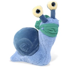 DolliBu Blue Snail Doctor Plush Toy - Super Soft Snail Doctor Stuffed Animal Dress Up with Cute Scrab Face Mask and Cap Outfit - Fluffy Snail Doctor Toy Plush Gift with Personalization - 5.5 Inches