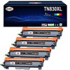 TN830XL Toner Cartridge, Black, 4 Pack Replacement for Brother TN830,