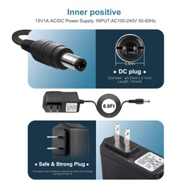 15V AC/DC Adapter Car Jump Starter Charger Compatible with DBPower DJS60 AP0384 DJS10 DJS20 DJS30 DJS50 DB Power DJS 50 60, GOOLOO Rugged Geek Power Supply Charging Cable Cord