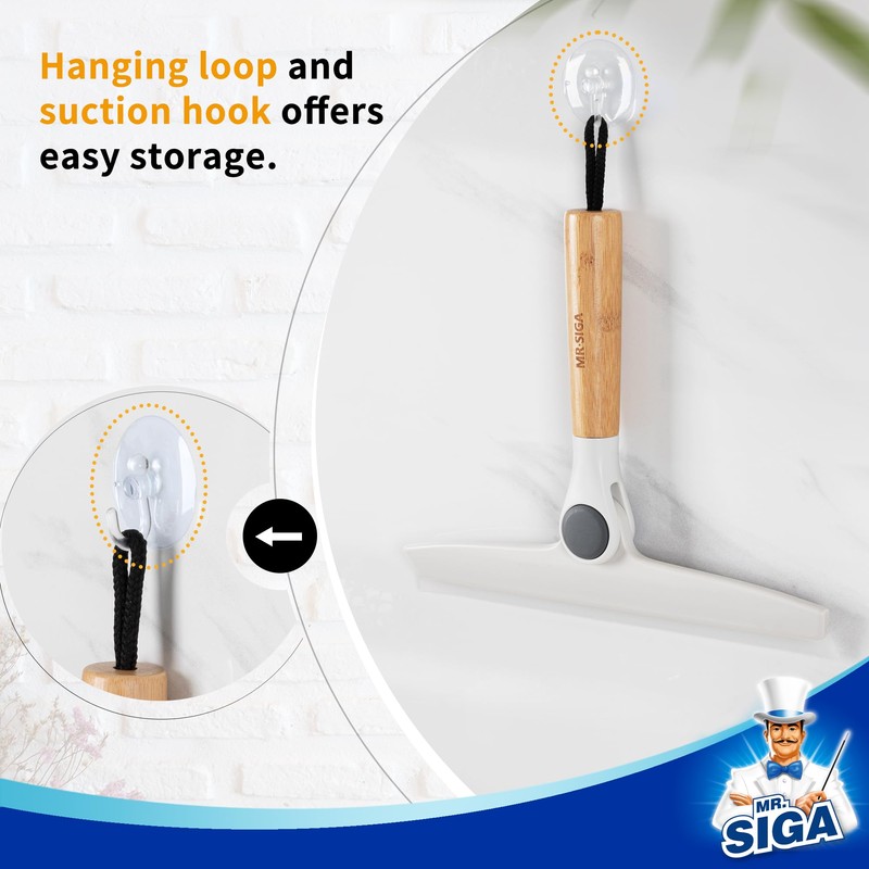 MR.SIGA All Purpose Silicone Squeegee for Shower Door, Mirror, Glass,