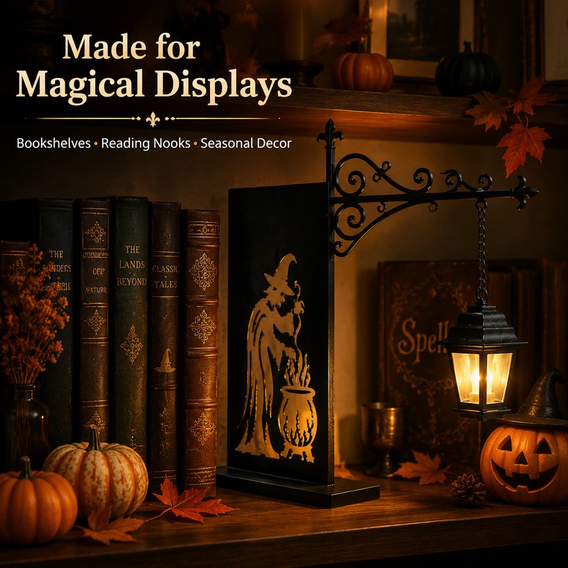 Witch Bookshelf Lantern for Book Nook Decor – Warm Hanging