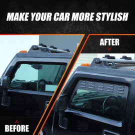 cartiangoUS For Hummer H2 2003-2009 Black Alloy Front Window Ventilator Louvre Trim Cover