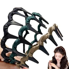 3 Pack Retro High Skull Pearl Headband, Satin Vintage High Cranium Artificial Pearl Hairband, Bridal Hair Hoop Rhinestones for Women, Wedding Party Elegant Braided Pearls Headbands with Teeth