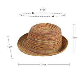 Fedora Straw Beach Hat UPF 50+ Multicolor Short Brim Trilby Sun Hat Summer Breathable Cowgirl Sun Beach Hat for Child