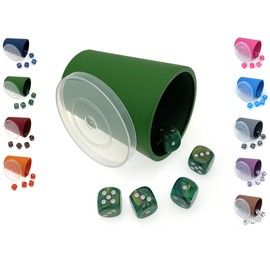 DiceCupFlex - Flexible Dice Cup with Lid Including 5 Dice - Made in Germany (Dark Green)