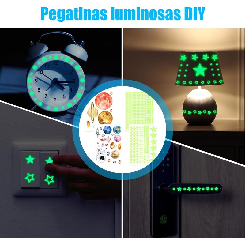 Estrellas Fluorescentes para Techo, 849 pzas Reutilizables y Autoadhesivas, Estrellas