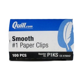 Quill Standard Smooth Finish #1 Trombones Paper Clips 100/Box 1 1/3" 33 mm