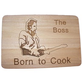 BRUCE SPRINGSTEEN THE BOSS BORN TO COOK GIFT IDEA BAMBOO WOOD CHOPPING CUTTING CHEESE BOARD PLACE MAT COOK LOVE ME TENDER ENGRAVED WOODEN NOVELTY WOOD KITCHEN COOKING BAKING BIRTHDAY PRESENT WOODEN WEDDING LASER ENGRAVED by FASTCRAFT UK (24x20 cm)