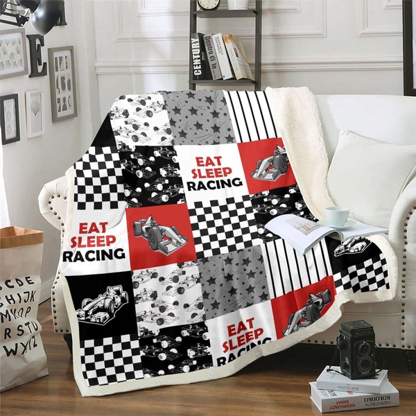 Race Car Fuzzy Blanket Racing Vehicle Speed Games Throw Blanket