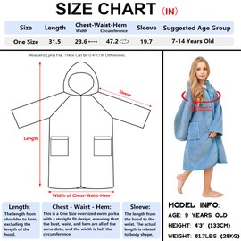 Hiturbo Kids Bath Towel Hoodie: Soft Plush Zipper Surf Poncho - Warm Fleece Changing Towels Swimming Outerwear (Blue)