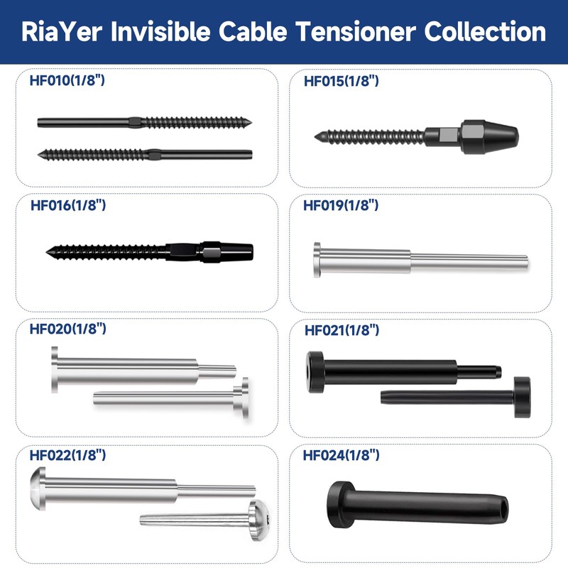 RiaYer 20-Pair Dome Head Invisible Cable Railing Kit, Invisible Receiver