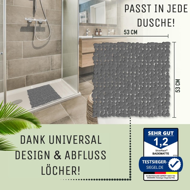 SilverRack Shower Mat Non-Slip 53 x 53 cm (Dark Grey