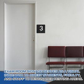 Yaocom Exam Room Sign Numbers 1-5 with Braille and Tactile 4" x 4" Identification Signs Numbers for Exam Rooms Offices Educational Institution Directional Assistance Test Center (Black/white)