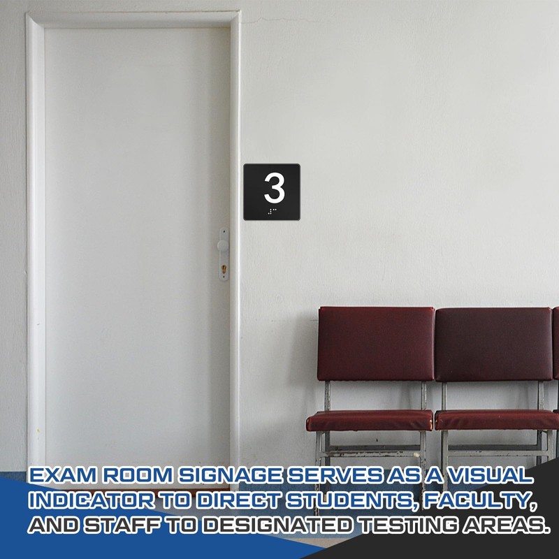 Yaocom Exam Room Sign Numbers 1-5 with Braille and Tactile