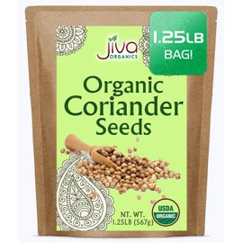 Jiva Organics Organic Coriander Seeds Whole 1.25 Pound Bulk Bag - Non-GMO