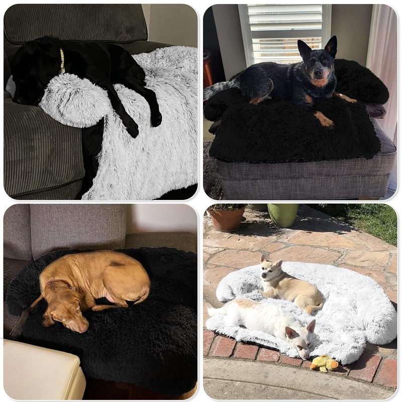 Calming Dog Bed Fluffy Plush Dog Mat for Furniture Protector