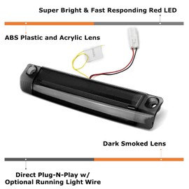 iJDMTOY Smoked Dark Lens 9-LED 3rd Brake Light Assy Compatible With Toyota 4Runner Highlander Prius Sienna etc., Rear Center Roof High Mount LED Third Brake w/Strobe Braking Feature