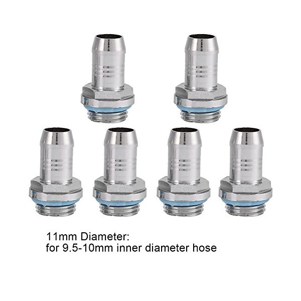 Bewinner 6 PCS Barb Fittings,Stainless Steel PC Water Cooling Two-Touch