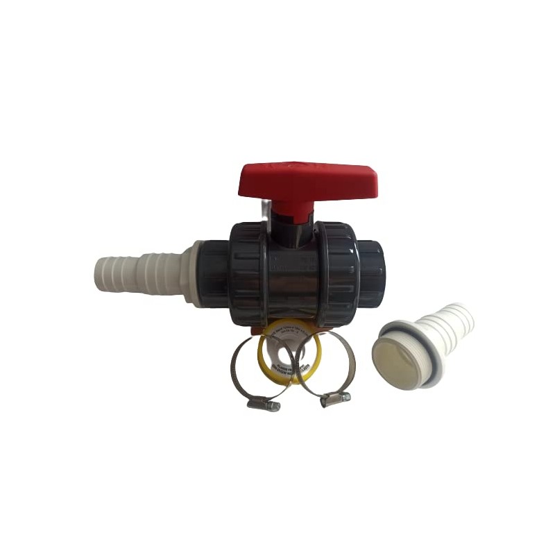 Generisch PVC 2-Way Ball Valve 50 mm with 2 x
