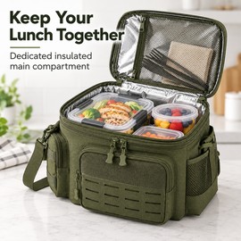 Tactical Insulated Lunch Bag for Work and Camping – 13L Meal Carrier with Multiple Pockets and Shoulder Strap