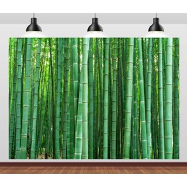 Loccor 6x4ft Fabric Bamboo Forest Backdrop Natural Green Forest Bamboo Pole Photography Background Party Decorations Photo Booth Studio Props