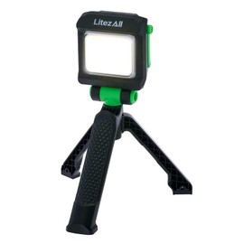 LitezAll 2000 Lumen Rechargeable Work Light with Stand – Tripod Light, Tower Light, Work Lights on Stand with UV Mode, Adjustable Folding Base