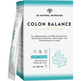 Colon Balance for Intestinal Flora Building with Aloe Vera + Inulin. Herbal Aid for Bloating Belly + Constipation. Clinically Confirmed. 30 Bags. Dietary Supplement. Vegan. N2 Natural Nutrition