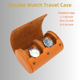 Watch Travel Case Portable Organizer - Luxury Watch Roll Travel Box Recycled Leather Watch Storage and Display for Men and Women (WCASE-2-BROWN)