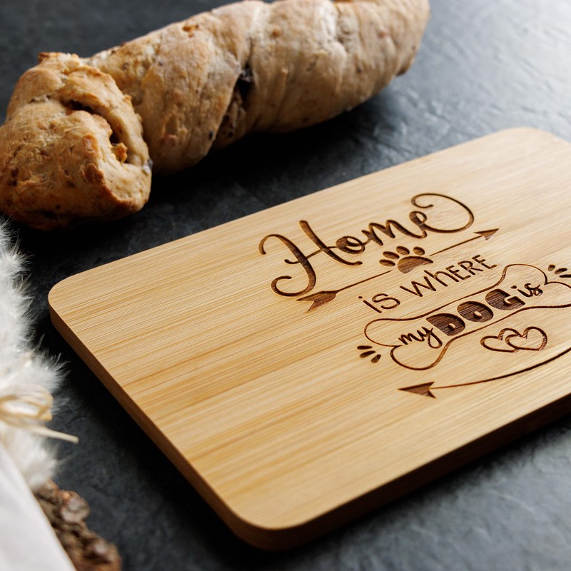 Spruchreif Bamboo Breakfast Board with Engraving, Bread Board with Engraving,