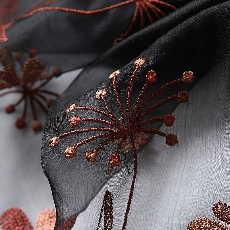 ANMIDA Women's Silk Stole, Large Scarf, Shawl, Silk Embroidery, Floral