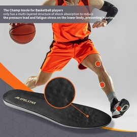 Sport Athletic Shoe Insoles for Basketball Shock Absorption Inserts Performance Insoles Comport Insoles WOODSAIR Champ Insole (10.5-11 Women / 9.5-10 Men)