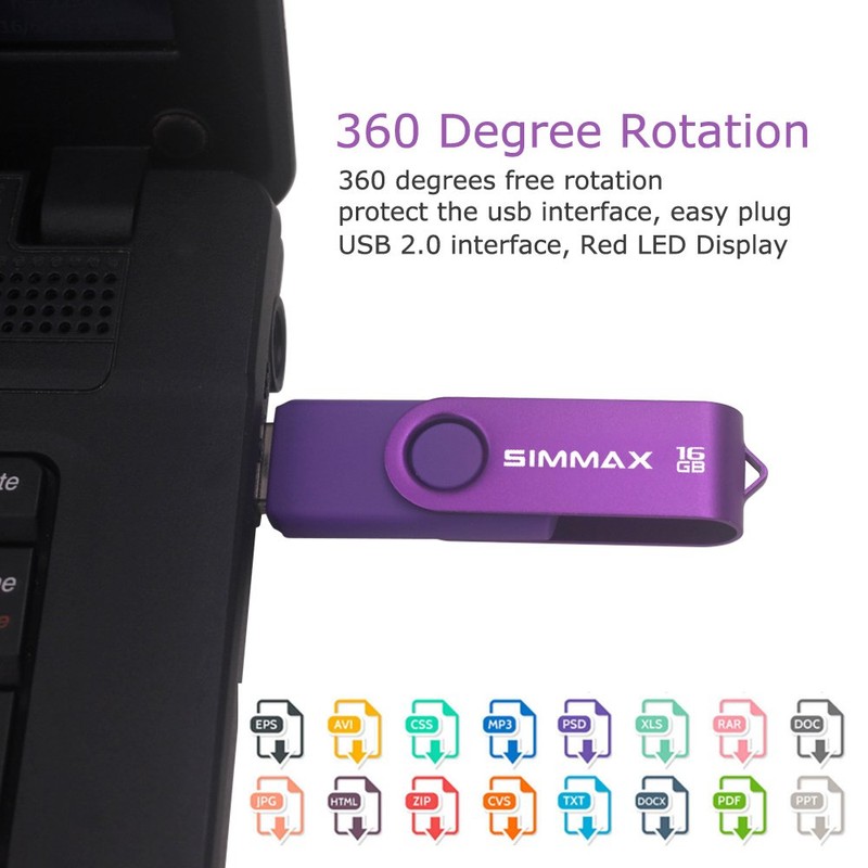 SIMMAX USB Flash Drives 2 Pack 16GB Memory Stick Swivel