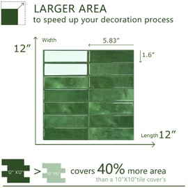 STICKGOO 10-Sheet Peel and Stick Backsplash Tile, Self Adhesive Vinyl Wall Tiles, Stick on Backsplash for Kitchen and Bathroom(Thicker Design)