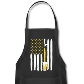 American Flag Craft Beer Tap Apron Patriotic USA Bar Bartender Cook Restaurant Barbecue BBQ Baking Cooking Serving Servers Waiter Waitress Kitchen Apparel Bib Gear for Men Women Navy Blue White with Pockets Adjustable One Size