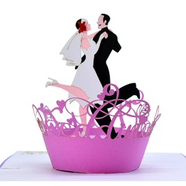 CUTPOPUP Wedding Card, Anniversary Cards, Wedding Anniversary Card Pop-Up, 3D Valentine's Day Cards, Birthday Card for Wife Couple Dancing - S8-WD032DE