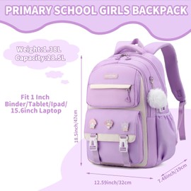BEFUNIRISE Girls Backpack,Kids Backpack for Teen Girls School Bookbag for Elementary Primary High School (Purple)