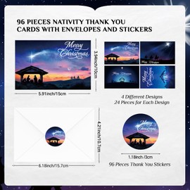 Cholemy 96 Sets Christian Christmas Cards with Envelopes Religious Nativity Cards Bulk Scripture Bible Jesus Greeting Postcards for Holiday Christmas Xmas Festival Party Supplies