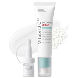 VITABRID C12 12 Hour Vitamin C Soothing Serum for Acne & Blemish-Prone Sensitive Skin - Improves Sebum, Pores and Redness - Peptides, Niacinamide, Madecassoside, 1.01 fl.oz. Powder 0.04oz.