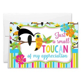 Funny Token Of My Appreciation Toucan Bird Themed Single (1) All Occasion Blank Thank You Card To Send To Friends & Family, 4"x 6" (when folded) Fill In Notecard by AmandaCreation