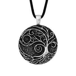 HAQUIL Vintage Antique Tree of Life Pendant Necklace, Faux Leather Cord, Vintage Jewelry Gift for Women, Zinc, No Gemstone