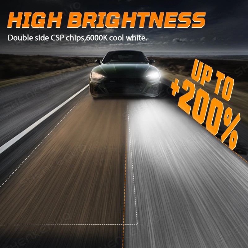 SHENKENUO 4x H7 H11B LED Headlight Bulbs Kit High Low