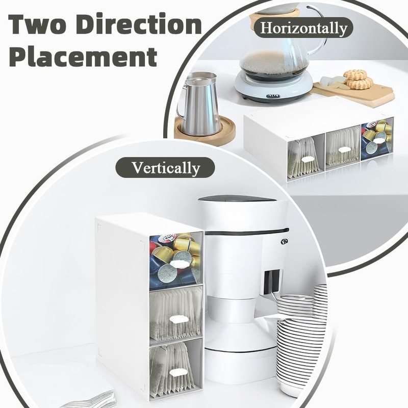 3 Tier Tea Box, Plastic Tea Bag Holder Storage Box,