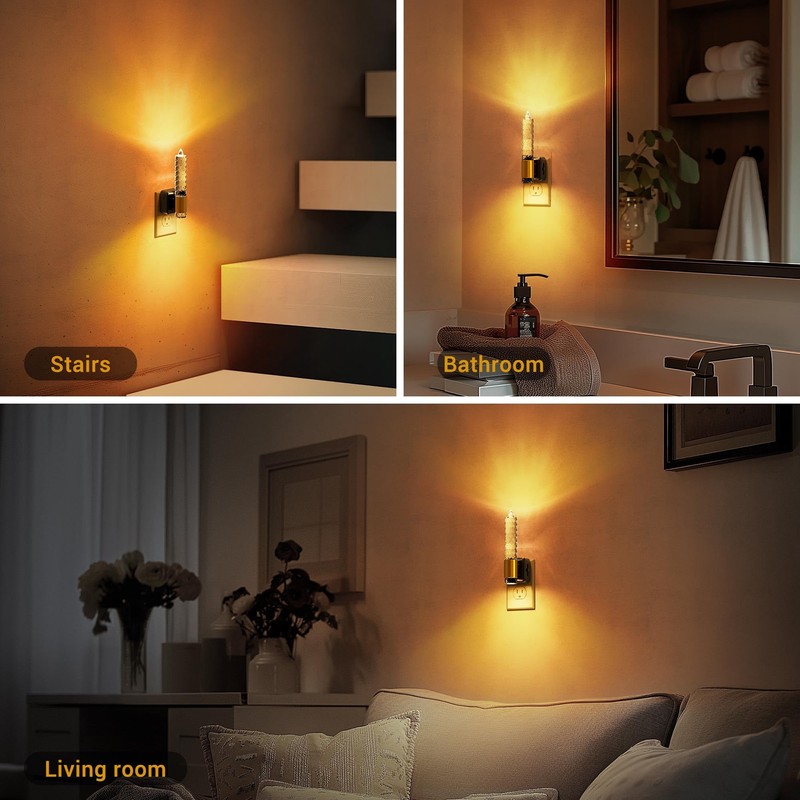 JandCase Night Light, Candle Amber Night Lights Plug into Wall