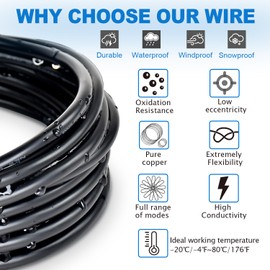 18 Gauge 3 Conductor Electrical Wire 20feet 18/3 Extension Cable UL2464 DC5V/12V/24V/300V 18AWG Stranded Pure Copper Low Voltage Wire for Automotive Lamps Strip Waterproof Outdoor Landscape Wire