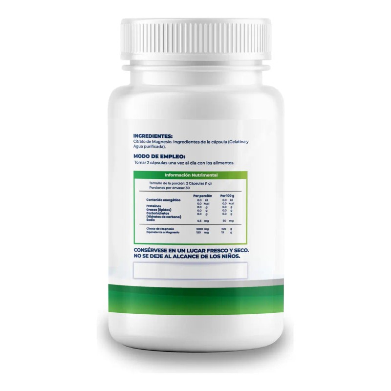 Citrato Magnesio 500mg 120 Cápsulas Pack Sabor